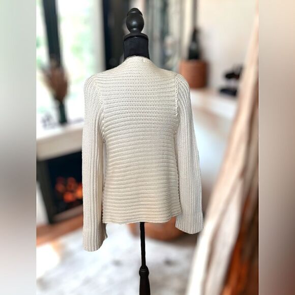 ANTHROPOLOGIE Lisa Z Knit Fringe Wrap-around Poncho Cardigan Sweater Wool Size M - Picture 3 of 16